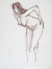 Nude Female Bending with Hand on Hip 