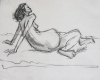 Nude Female Horizontal with Hands behind Her Back